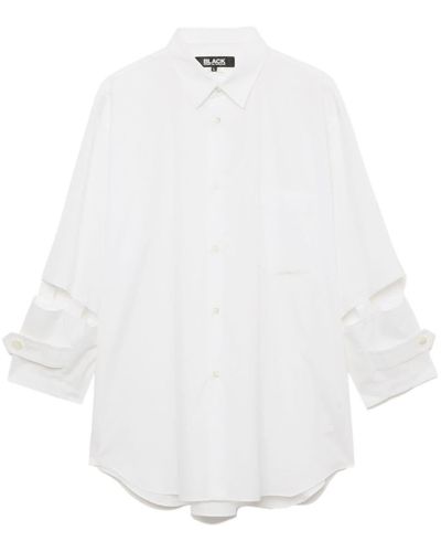 COMME DES GARÇON BLACK Cut-out Cotton-poplin Shirt - White