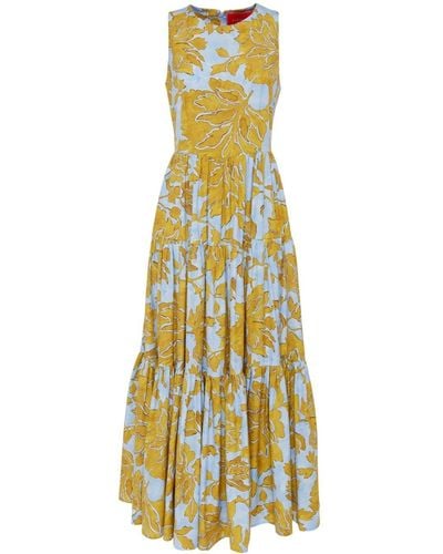 La DoubleJ Gestuftes Kleid mit Blumen-Print - Mettallic
