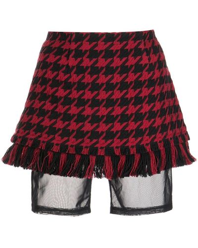 Monse Houndstooth-pattern Mini Skirt - Red