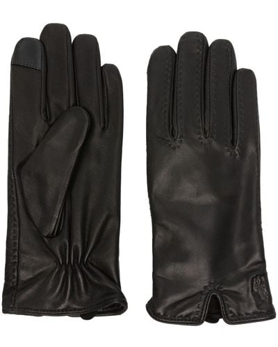 Polo Ralph Lauren Logo-debossed Leather Gloves - Black