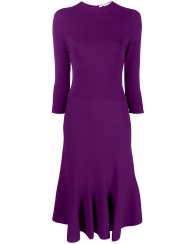 Stella McCartney Knitted Midi Flared Dress - Purple
