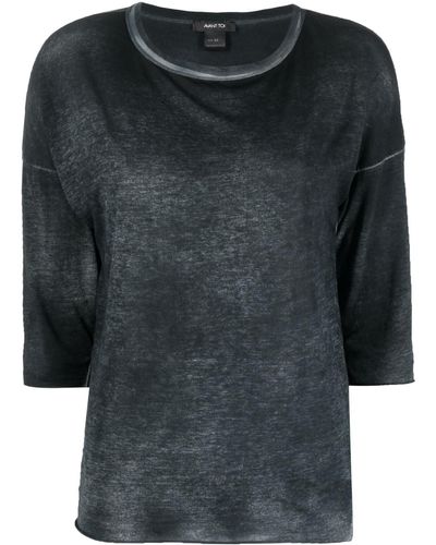 Avant Toi Boat-neck Cotton Top - Black