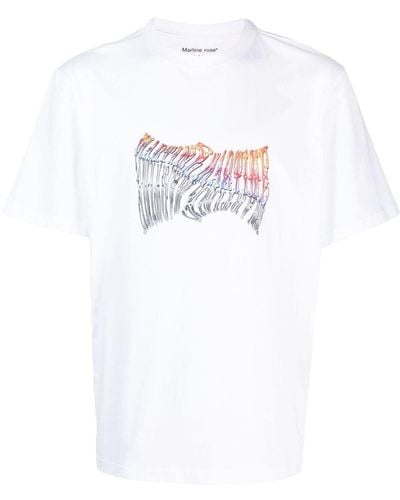 Martine Rose Surrealist Face-print Cotton T-shirt - White