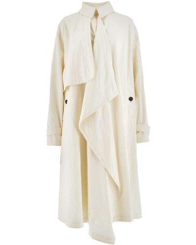 Ferragamo Asymmetrische Trenchcoat - Wit