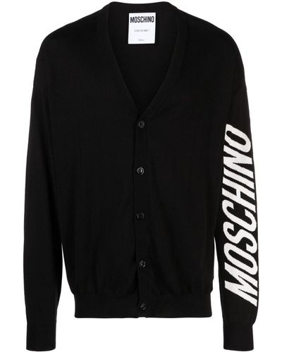 Moschino Logo-jacquard Cotton Cardigan - Black