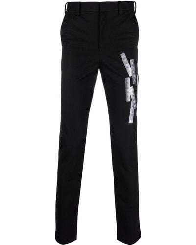 Doublet Label-print Straight-leg Pants - Black