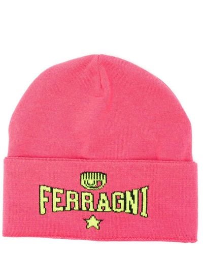 Chiara Ferragni Intarsia-knit Logo Beanie - Pink