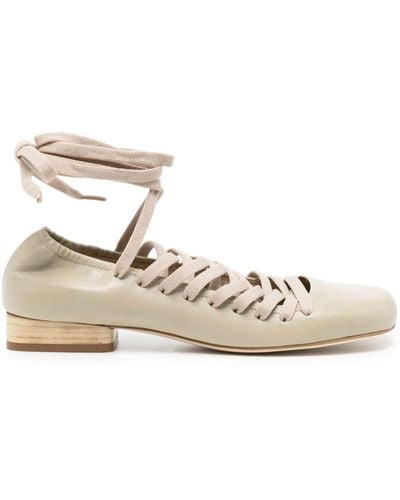Lemaire Lace-up Leather Pumps - Natural