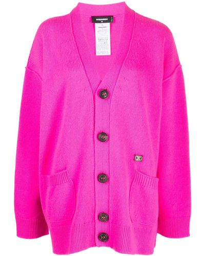 DSquared² V-neck Wool-blend Cardigan - Pink