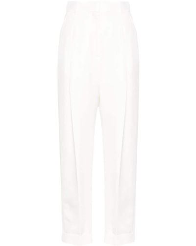 Alexander McQueen Pleat-Detail Cotton Pants - White