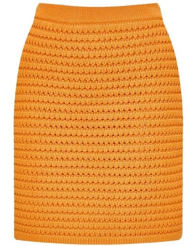 12 STOREEZ Knitted Mini Skirt - Orange