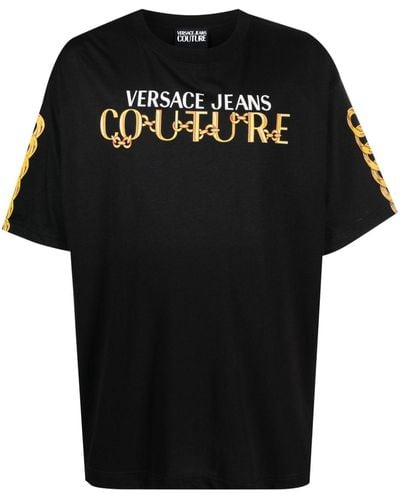 Versace T-shirt Met Schakelkettingprint - Zwart
