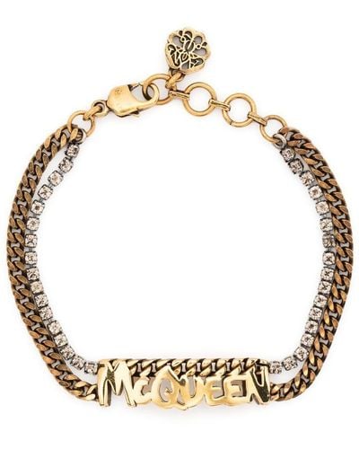 Alexander McQueen Bracelet chaîne à breloque logo - Métallisé