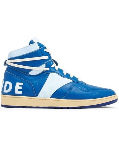 Rhude Rhecess Leather High-top Trainers - Blue