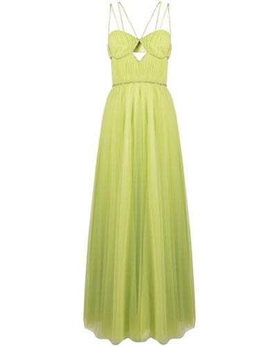 Rayane Bacha Winnie Bead-trim Tulle Maxi Dress - Green