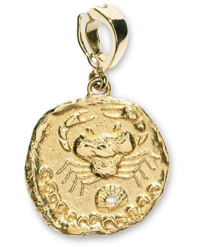 Azlee 18kt Yellow Gold Small Karkinos Coin Diamond Pendant - Metallic