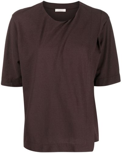 Zanone Cotton Asymmetric Hem T-shirt - Brown