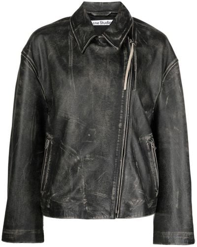 Acne Studios Faded-effect Leather Jacket - Black