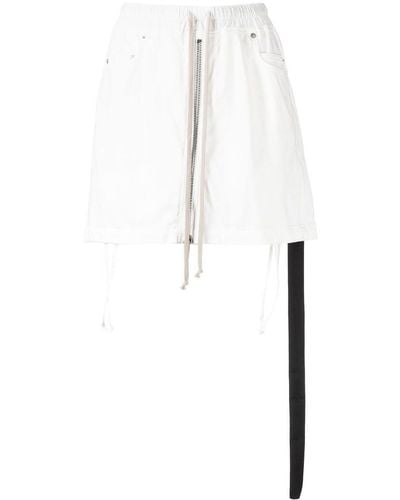 Rick Owens Drawstring Denim Mini Skirt - White