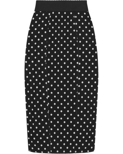 Dolce & Gabbana Polka-dot Print Pencil Skirt - Black