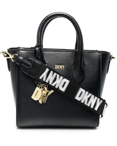 DKNY ロゴプレート ハンドバッグ - ブラック