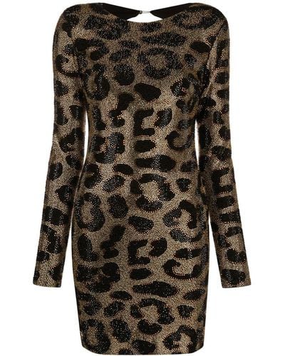 Philipp Plein Kleid mit Leoparden-Print - Schwarz