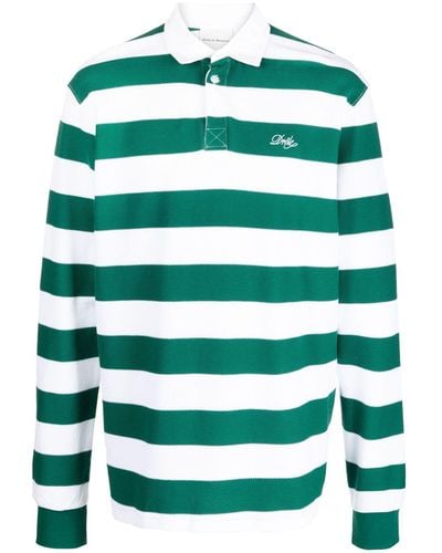 Drole de Monsieur Stripe-print Long-sleeved Polo Shirt - Green
