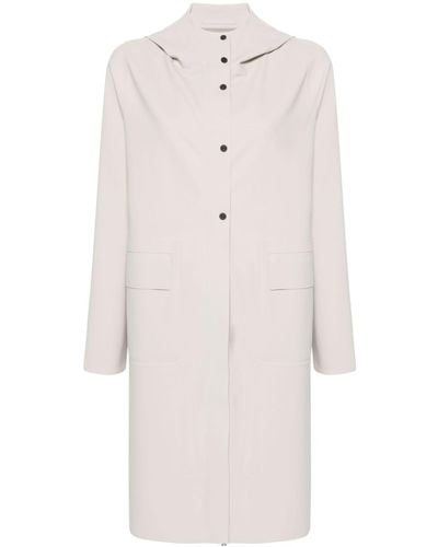 Herno Hooded Single-breasted Coat - White