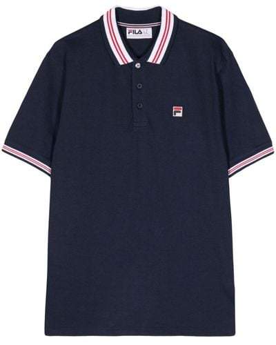 Fila Logo-appliqué Cotton Polo Shirt - Blue