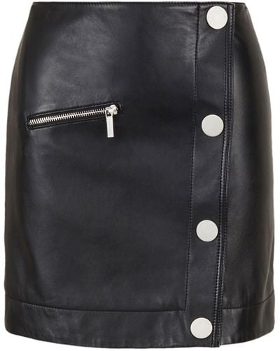Armani Exchange High-waisted Leather Mini Skirt - Black