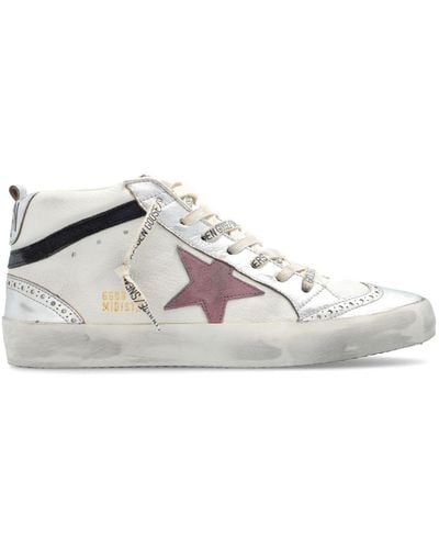 Golden Goose Mid Star Leather Trainers - White