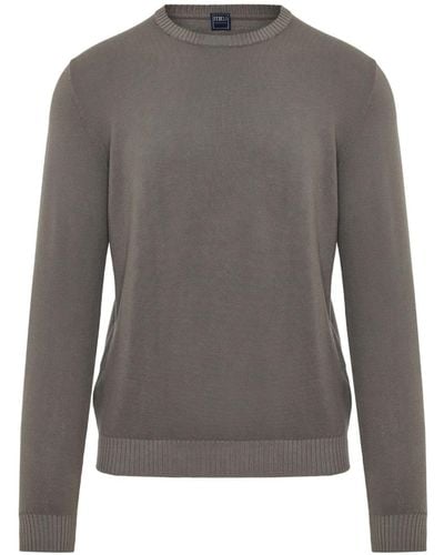 Fedeli Cotton Crew Neck Sweater - Grey