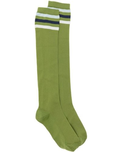 Marni Striped-edge Ribbed Knee Socks - Green