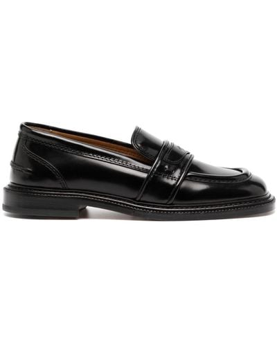 Maison Kitsuné Logo-debossed Leather Loafers - Black