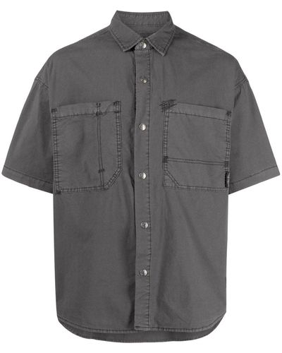 Izzue Short-sleeve Stretch-cotton Shirt - Grey