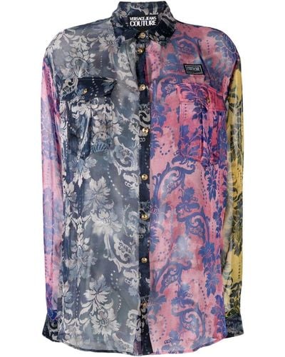 Versace Camisa Tapestry Couture con paneles - Azul