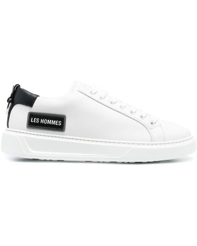 Les Hommes Logo-patch Leather Trainers - White
