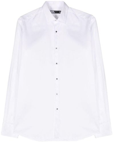 Karl Lagerfeld Popeline-Hemd mit Eton-Kragen - Weiß