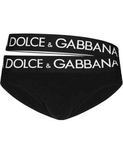 Dolce & Gabbana Double-waistband Bikini Bottoms - Black