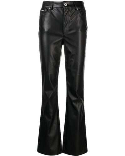 DKNY Flared-leg Faux-leather Pants - Black