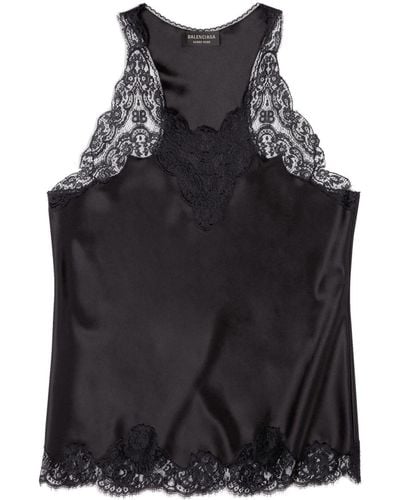 Balenciaga Lace-detail Tank Top - Black