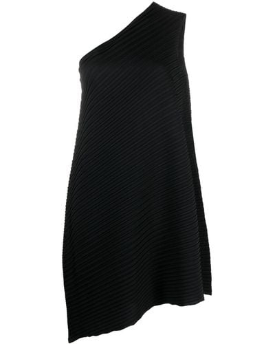 Issey Miyake Reiteration One-shoulder Pleated Dress - Women's - Polyester - Black