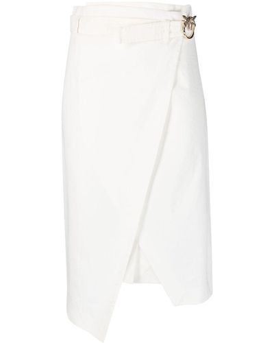 Pinko Logo-plaque Belted Wrap Skirt - White