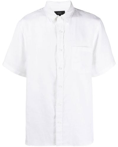 Vince Leinenhemd mit kurzen Ärmeln - Weiß