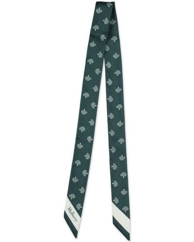 Mulberry Small Skinny Tree-print Scarf - Green