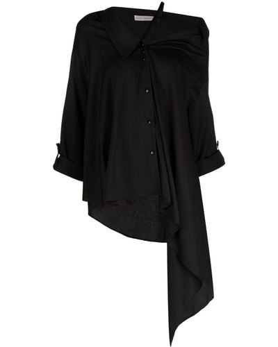 Palmer//Harding Asymmetric Button-up Shirt - Black