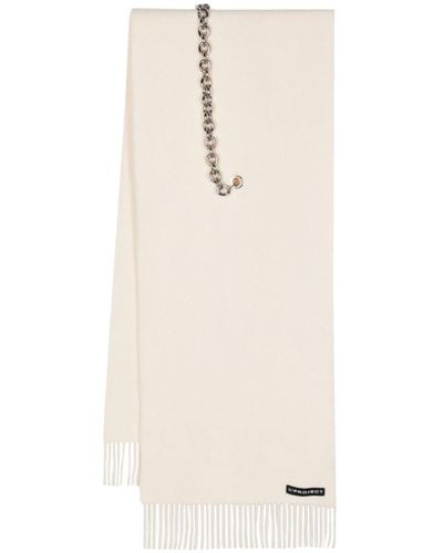 Y. Project Chain-detail Fringed Wool Scarf - Natural