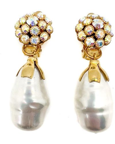 JENNIFER GIBSON JEWELLERY Vintage Aurora Borealis Baroque Pearl Drop Earrings1960s - Metallic