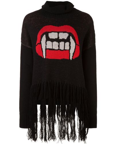 Haculla Caught Up Fringed Sweater - Black
