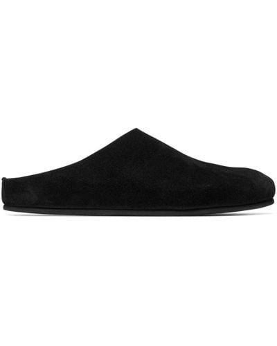 The Row Hugo Suede Slippers - Black